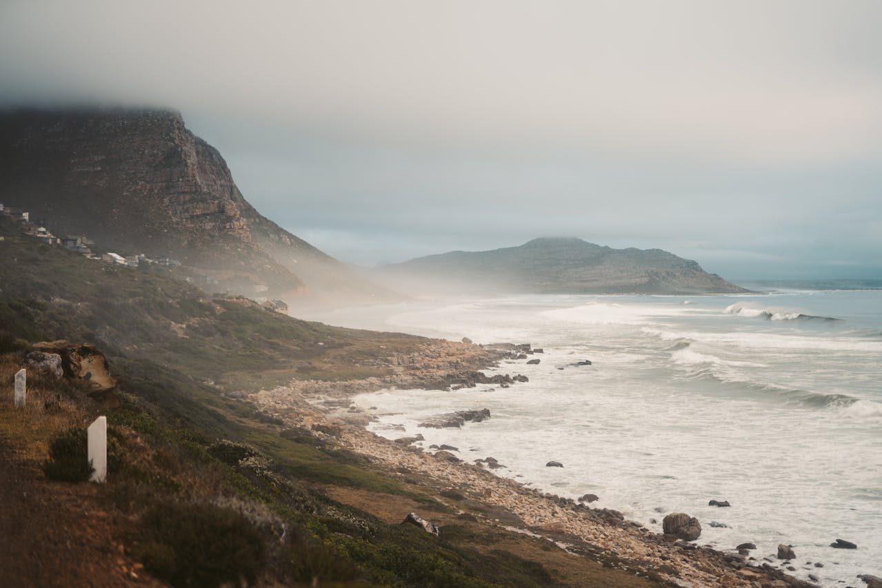 aerial view of western cape fynbos showing fire-affected areas and vegetation